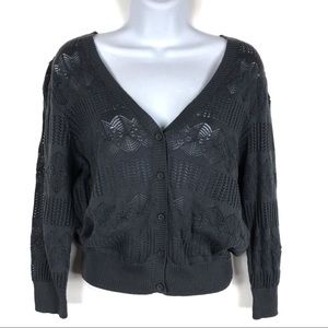 Sonoma Dark Gray Knit Button Front Cardigan